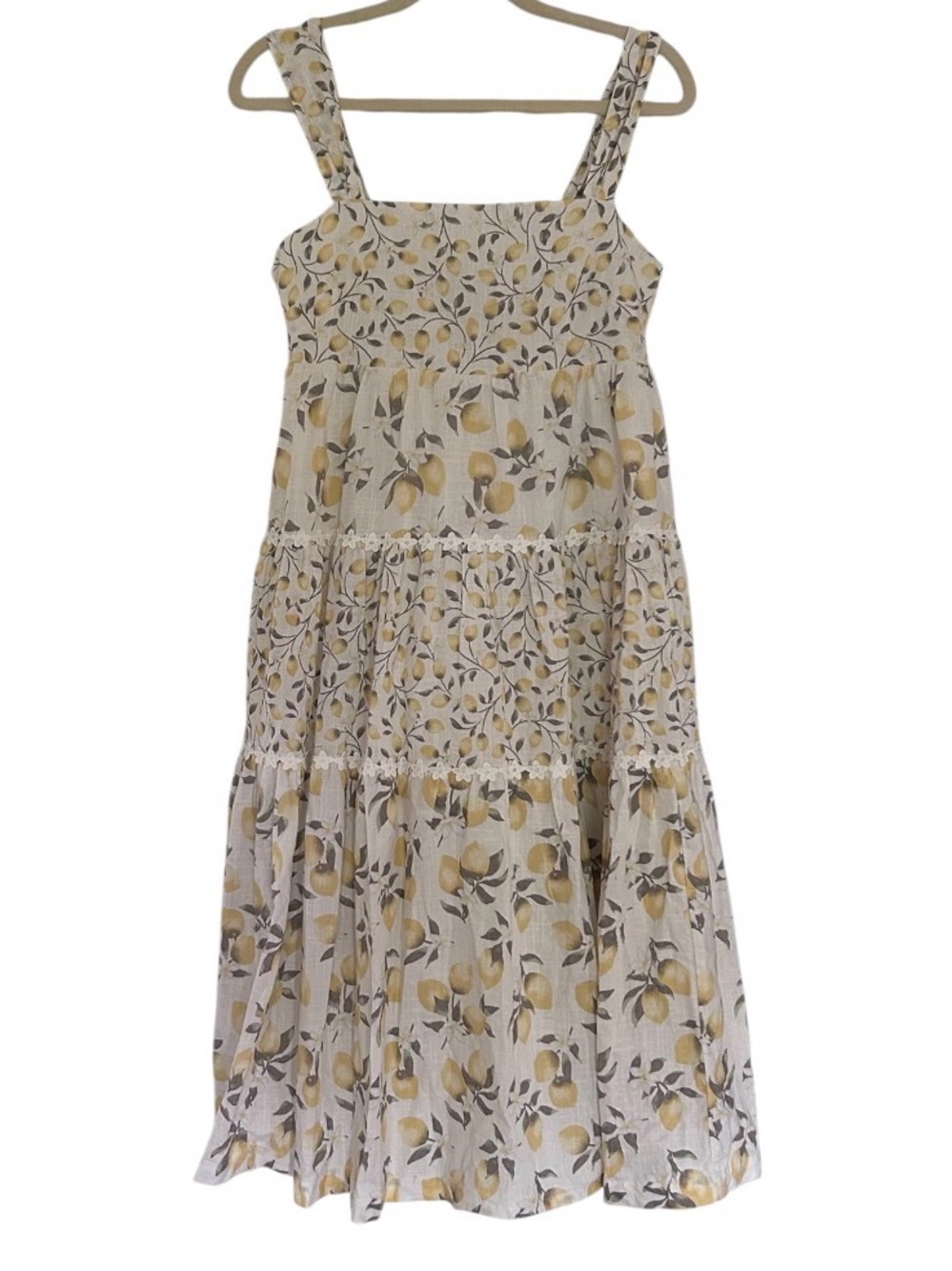 Haute Hippie Maxi Dress Size 6 Lemon Print Tiered Cotton Style AD60399